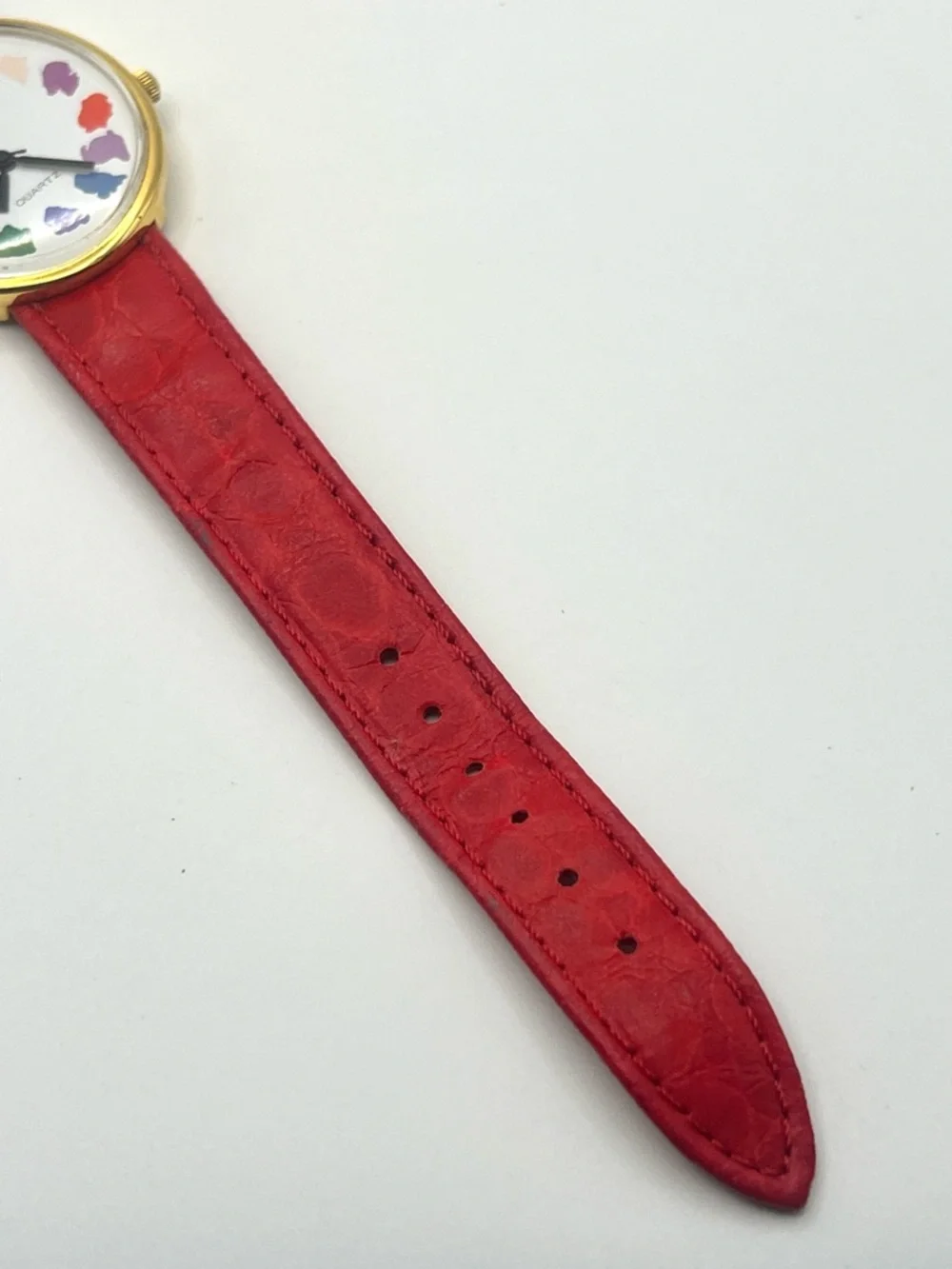 Vintage Palette Paint Quartz Watch with Red Leather Strap - Picture 12 of 13